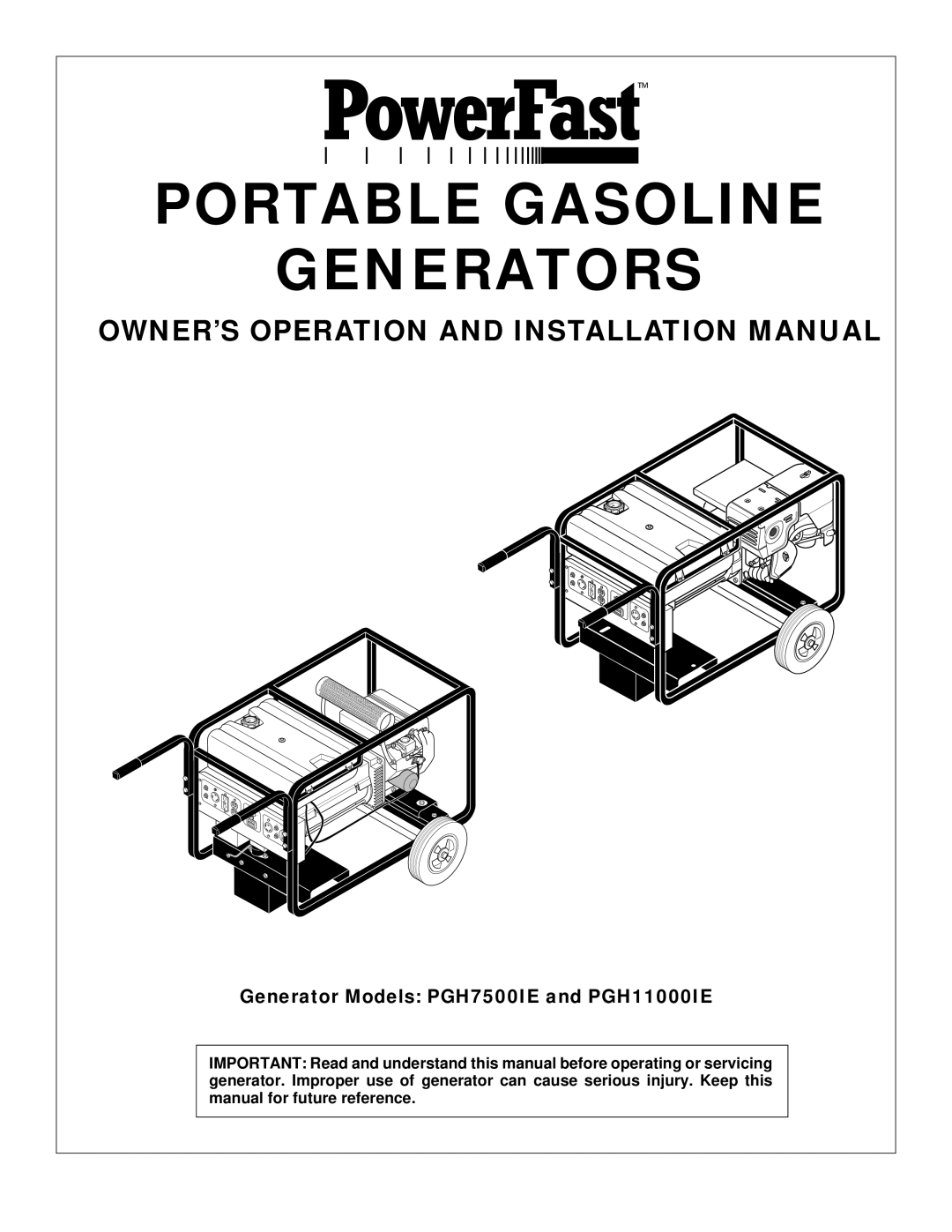 Desa PGH7500IE, PGH1100IE installation manual Portable Gasoline Generators 