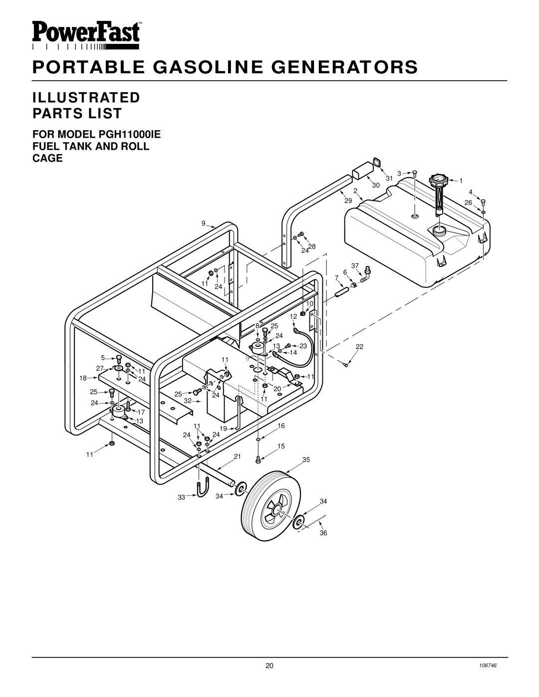 Desa PGH7500IE, PGH1100IE installation manual For Model PGH11000IE Fuel Tank and Roll Cage 