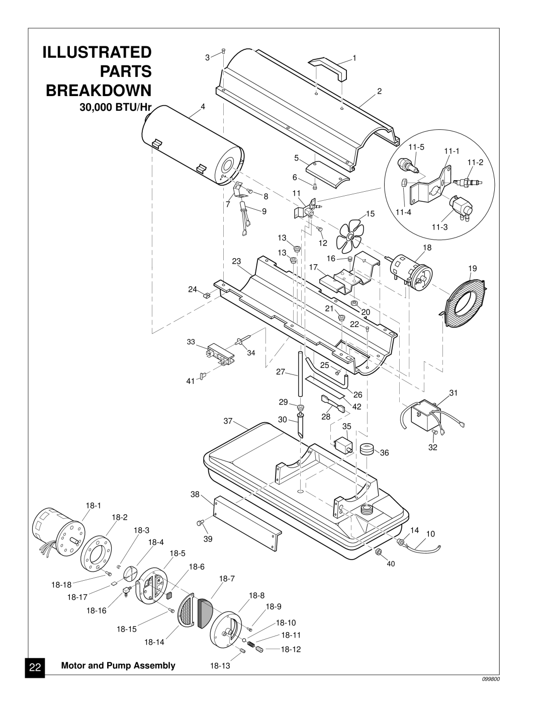 Desa PH150EDI, PH30EDI, PH70EDI, PH100EDI owner manual Parts Breakdown, 30,000 BTU/Hr 