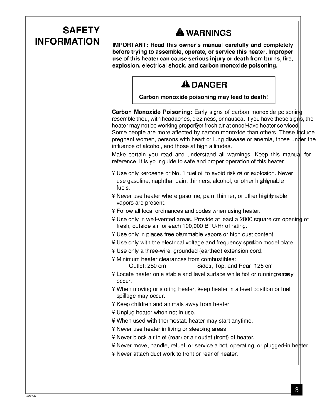 Desa PH100EDI, PH30EDI, PH70EDI, PH150EDI owner manual Safety Information, Carbon monoxide poisoning may lead to death 