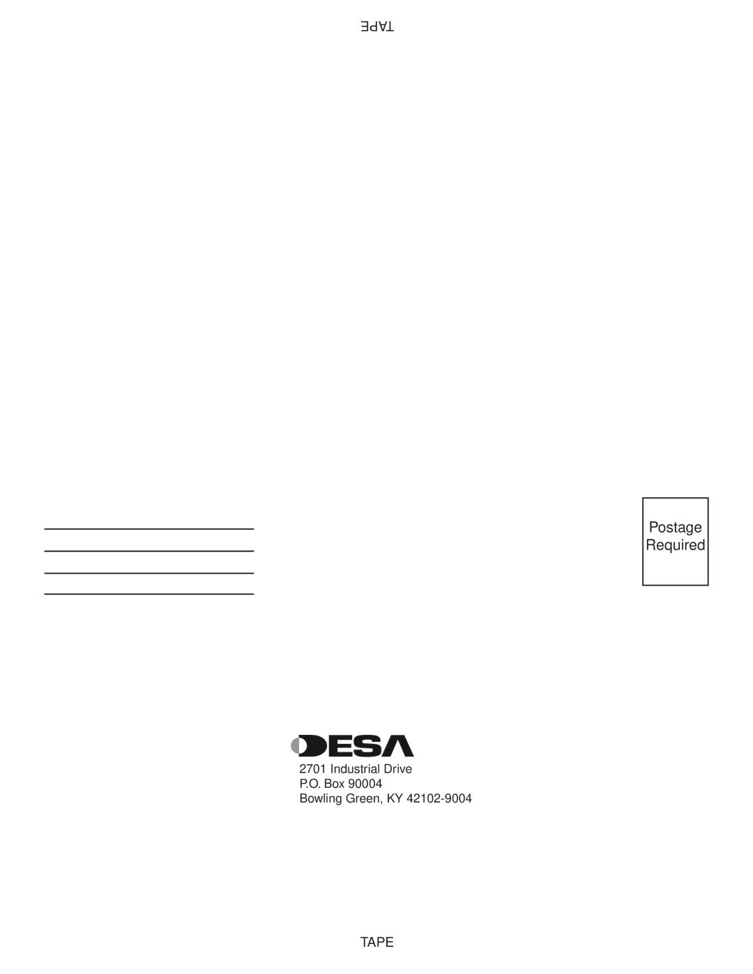 Desa BCS18, BCS24, BCS30, PHK-18, PHK-24, PHK-30 installation manual Postage Required 