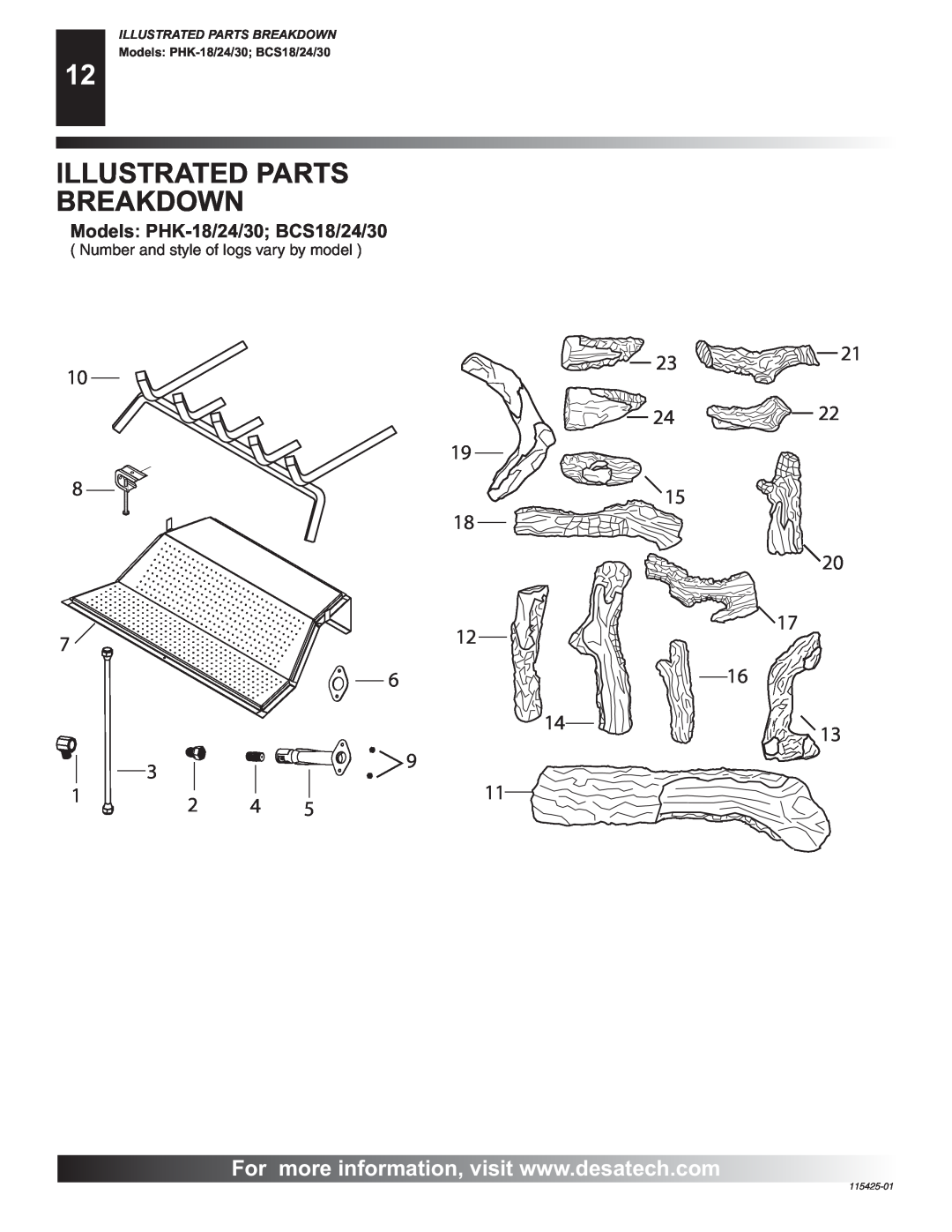 Desa PHK-18, PHK-24, PHK-30, BCS18, BCS24, BCS30 installation manual Illustrated Parts Breakdown 
