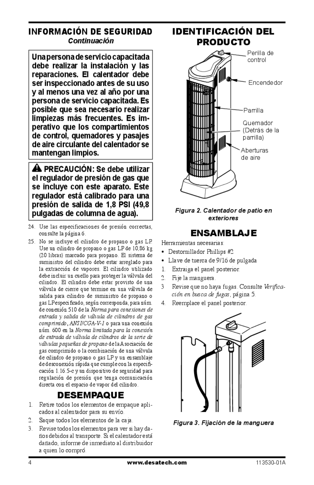 Desa PG35VPA, PL35VPA, PD35VPA, PV35VPA Desempaque, Identificación DEL Producto, Ensamblaje, Reemplace el panel posterior 