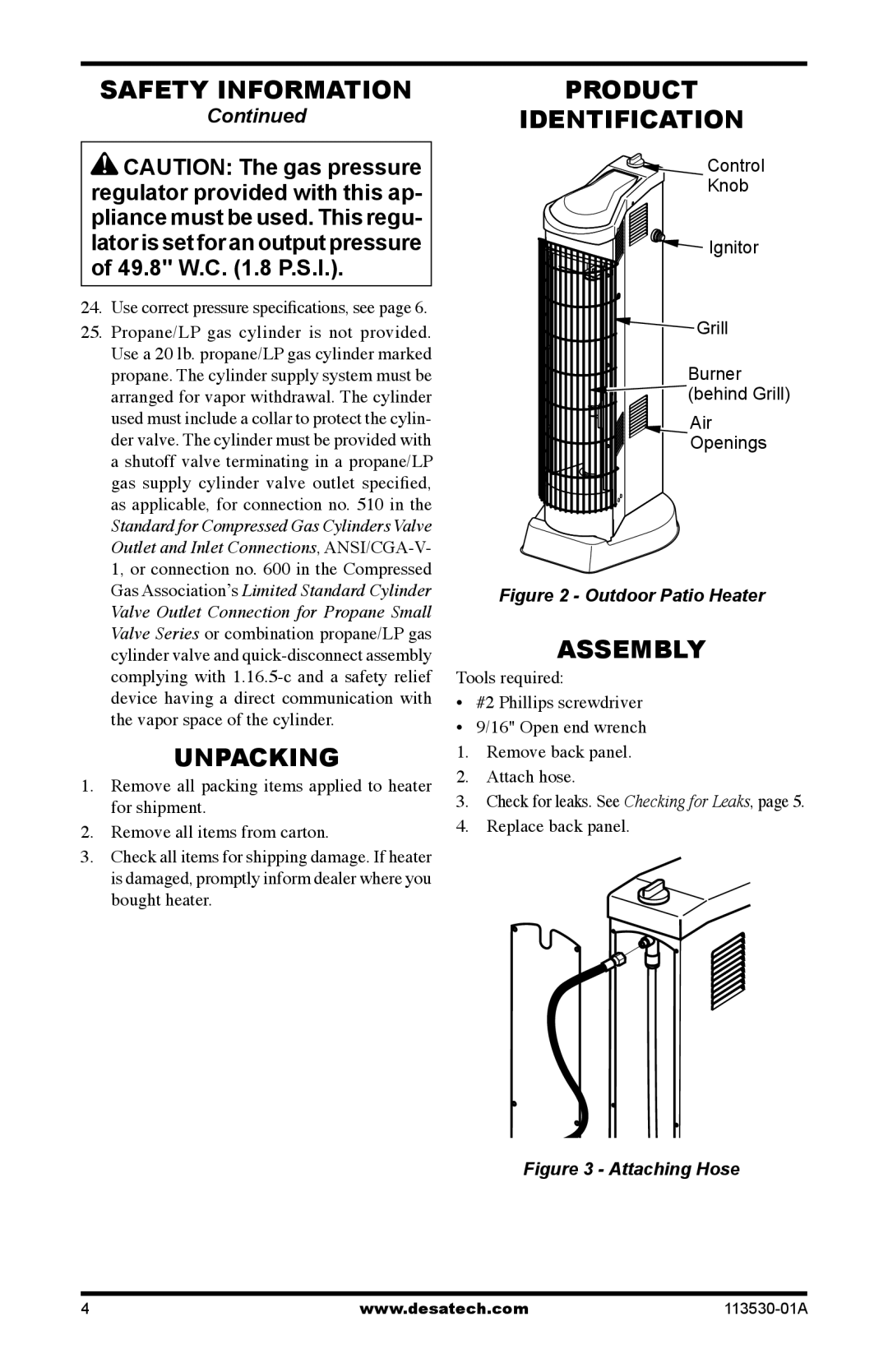 Desa PL35VPA, PD35VPA, PG35VPA, PV35VPA owner manual Unpacking, Assembly, Replace back panel 