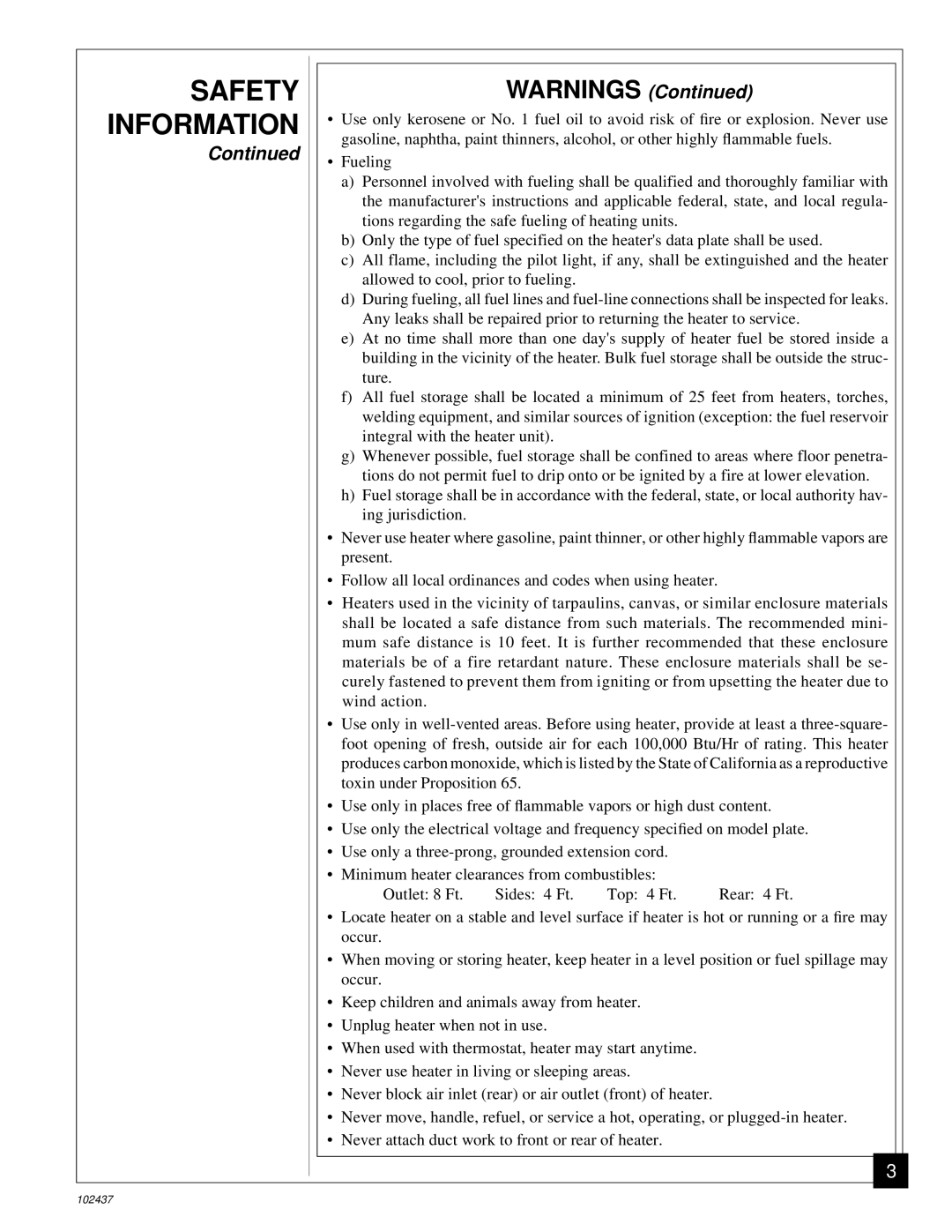 Desa PORTABLE FORCED AIR HEATERS owner manual Safety Information 