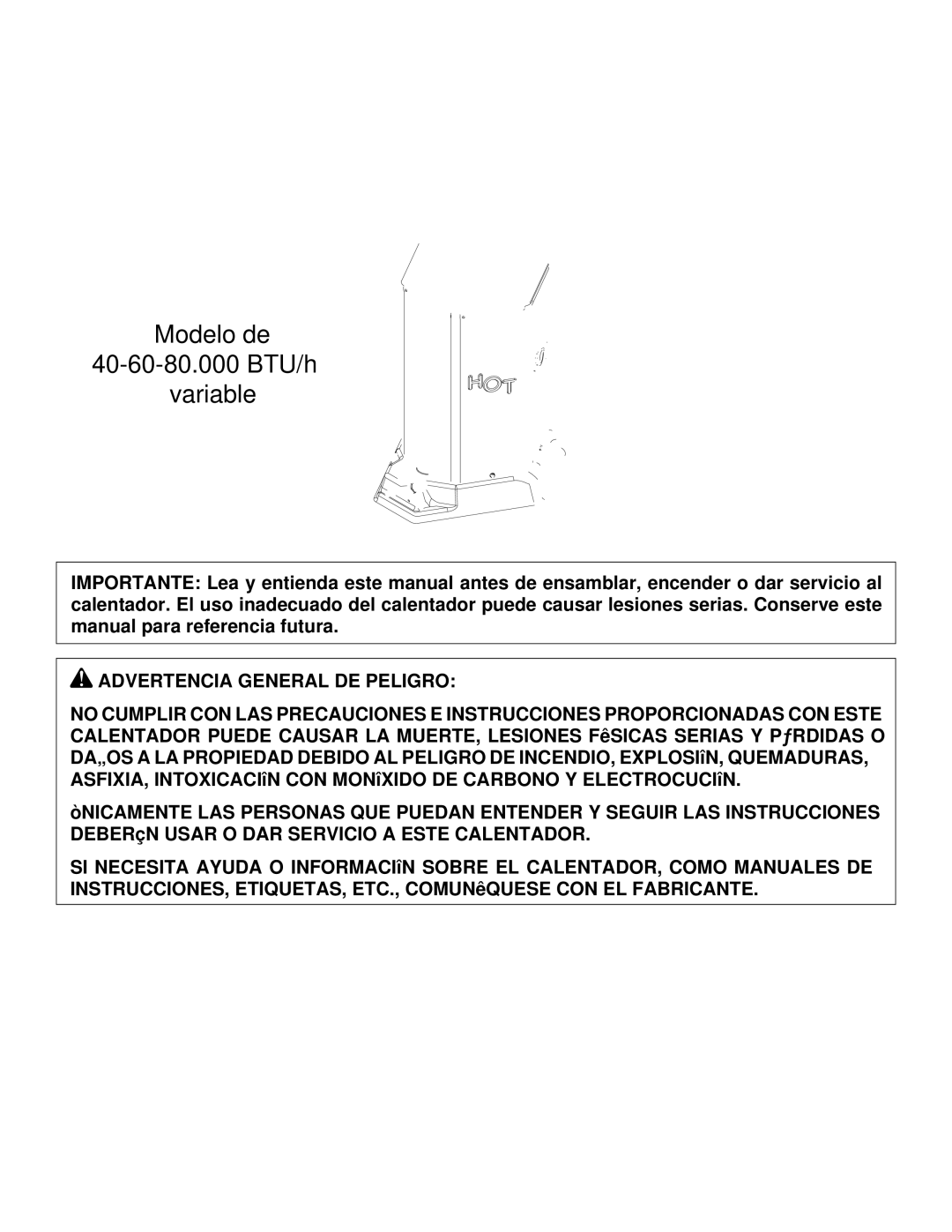 Desa PROPANE CONSTRUCTION CONVECTION HEATER owner manual Tabla DE Contenido, Advertencia General DE Peligro 