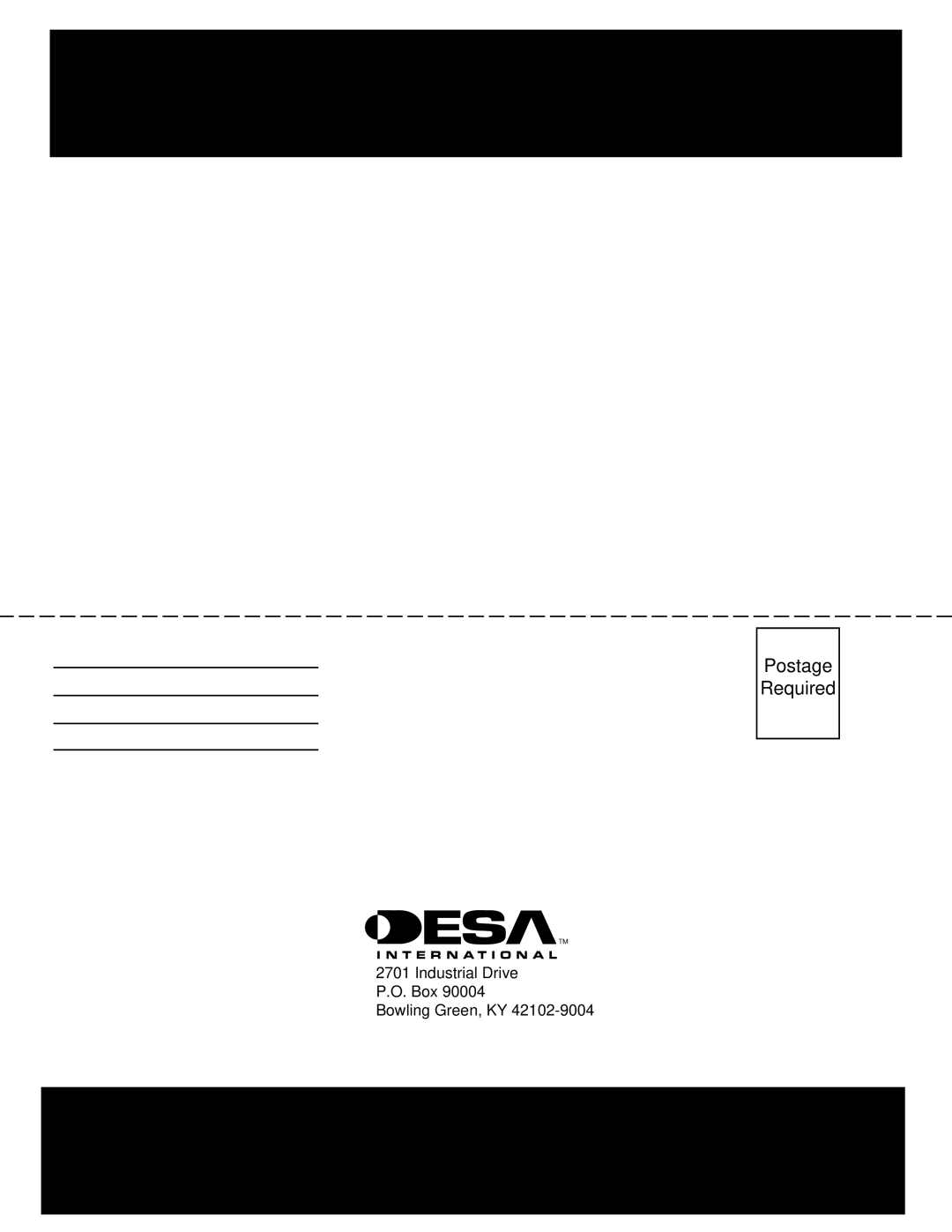 Desa PROPANE CONSTRUCTION HEATERS owner manual Postage Required 