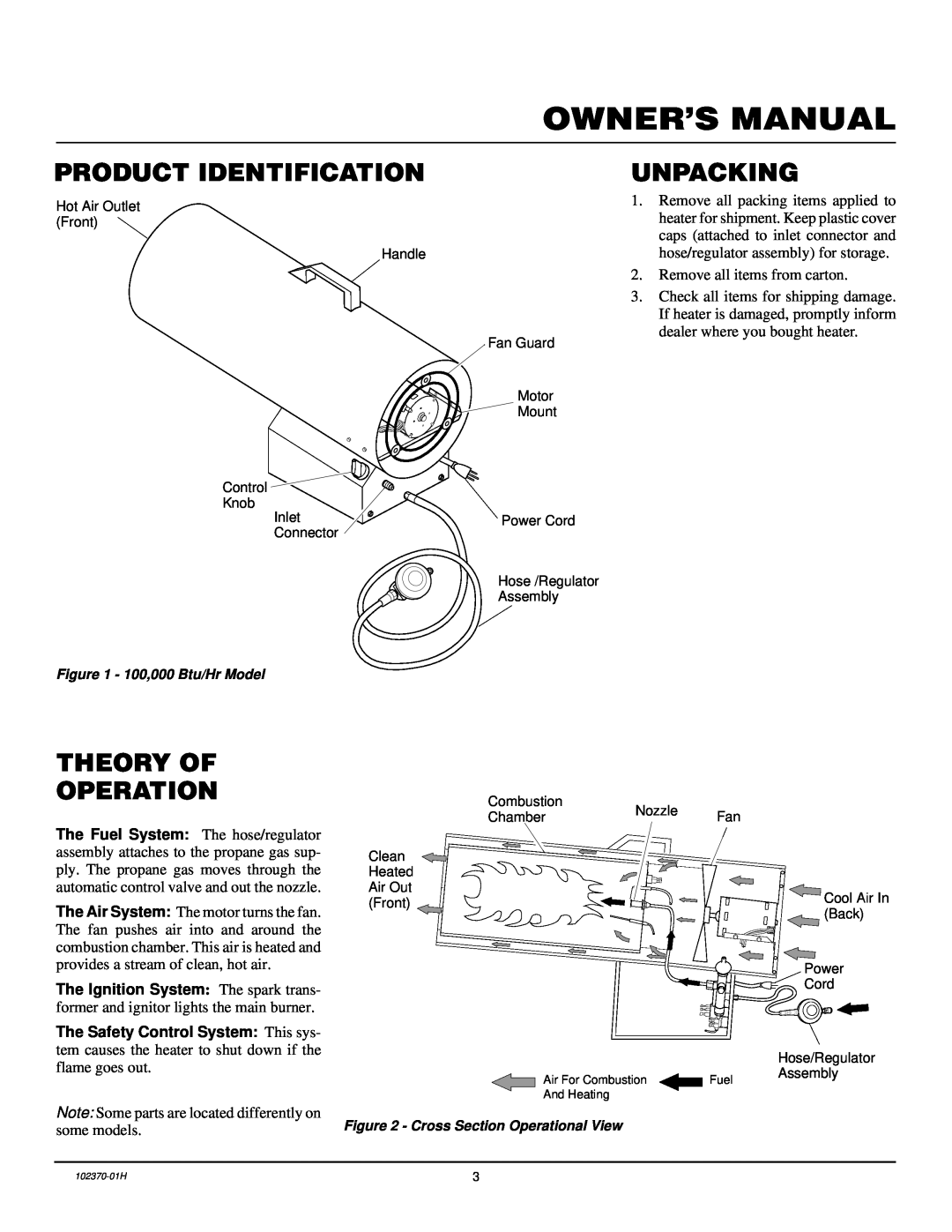 Desa PROPANE CONSTRUCTION HEATERS owner manual Product Identification, Unpacking, Theory Of Operation 