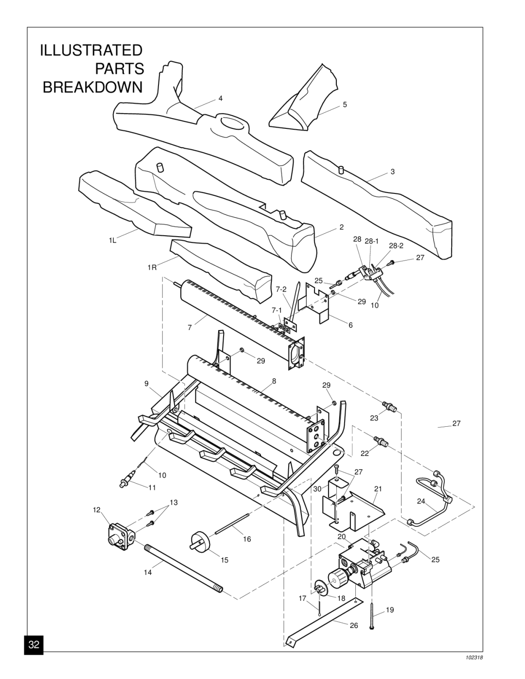 Desa PROPANE GAS LOG HEATER installation manual Illustrated Parts Breakdown 