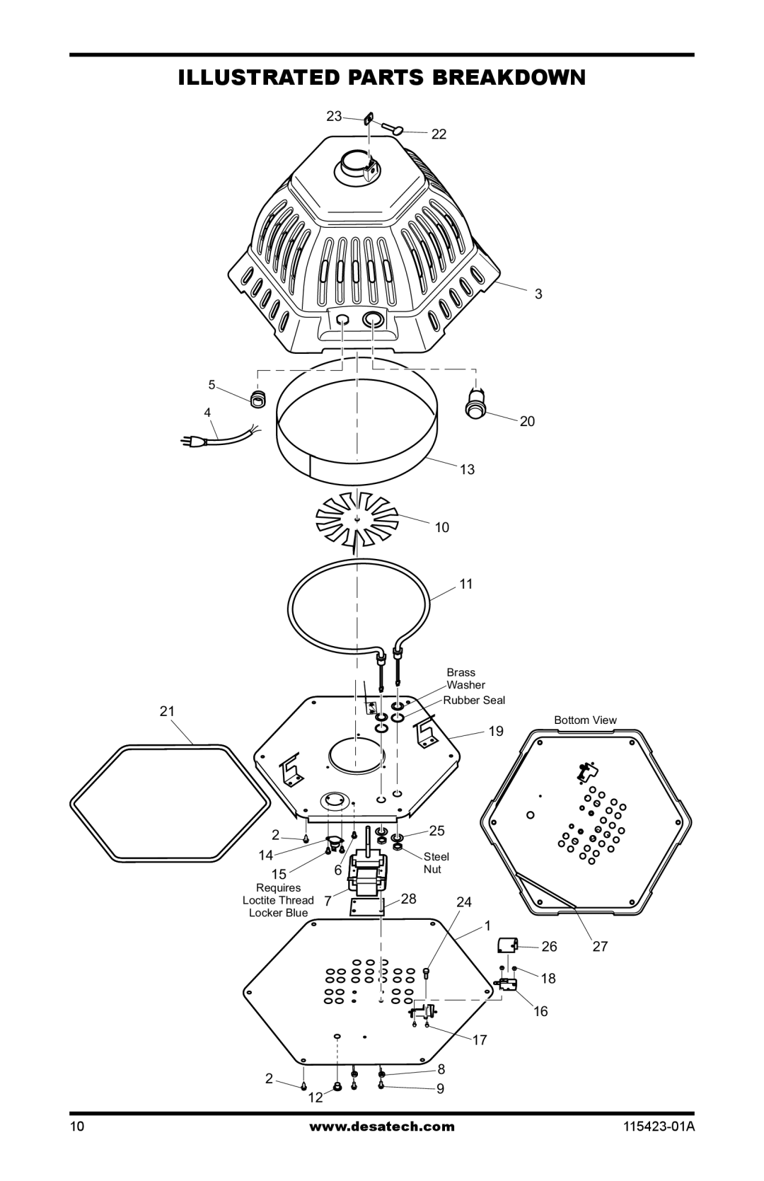 Desa PG15EA, PV15EA, PL15EA service manual Illustrated Parts Breakdown 