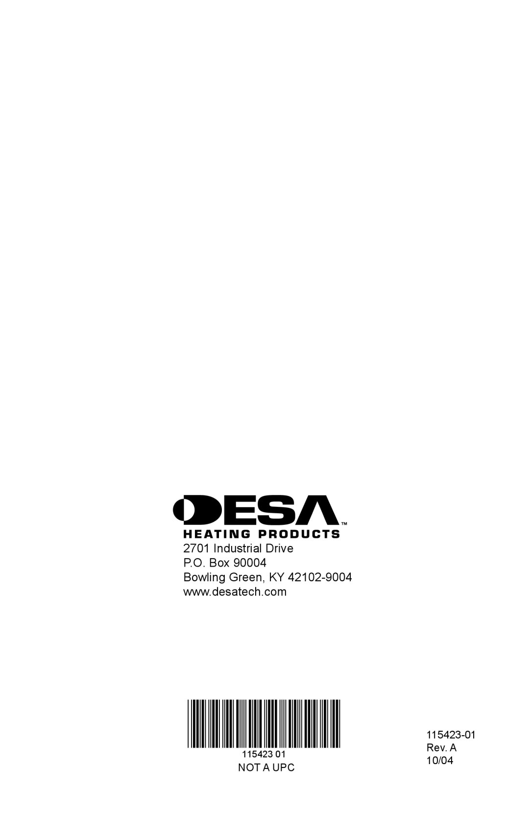 Desa PV15EA, PG15EA, PL15EA service manual Industrial Drive P.O. Box 