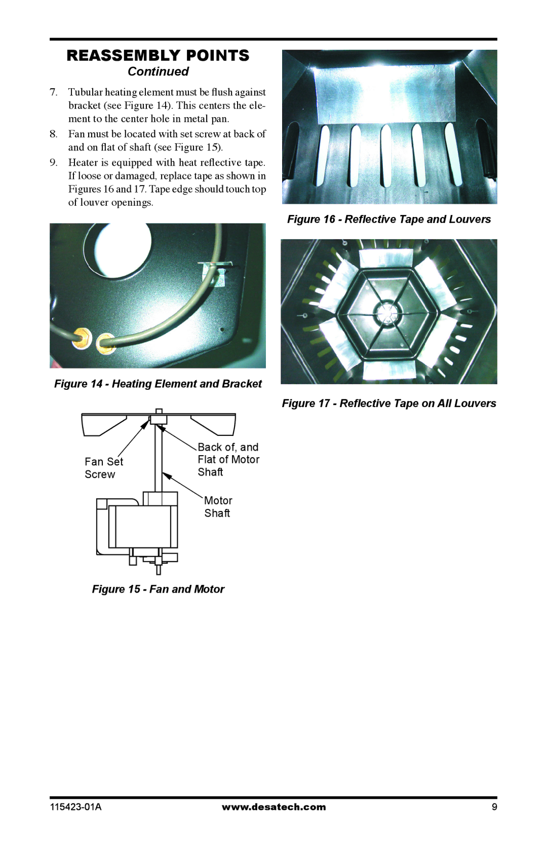 Desa PV15EA, PG15EA, PL15EA service manual Reﬂective Tape and Louvers 