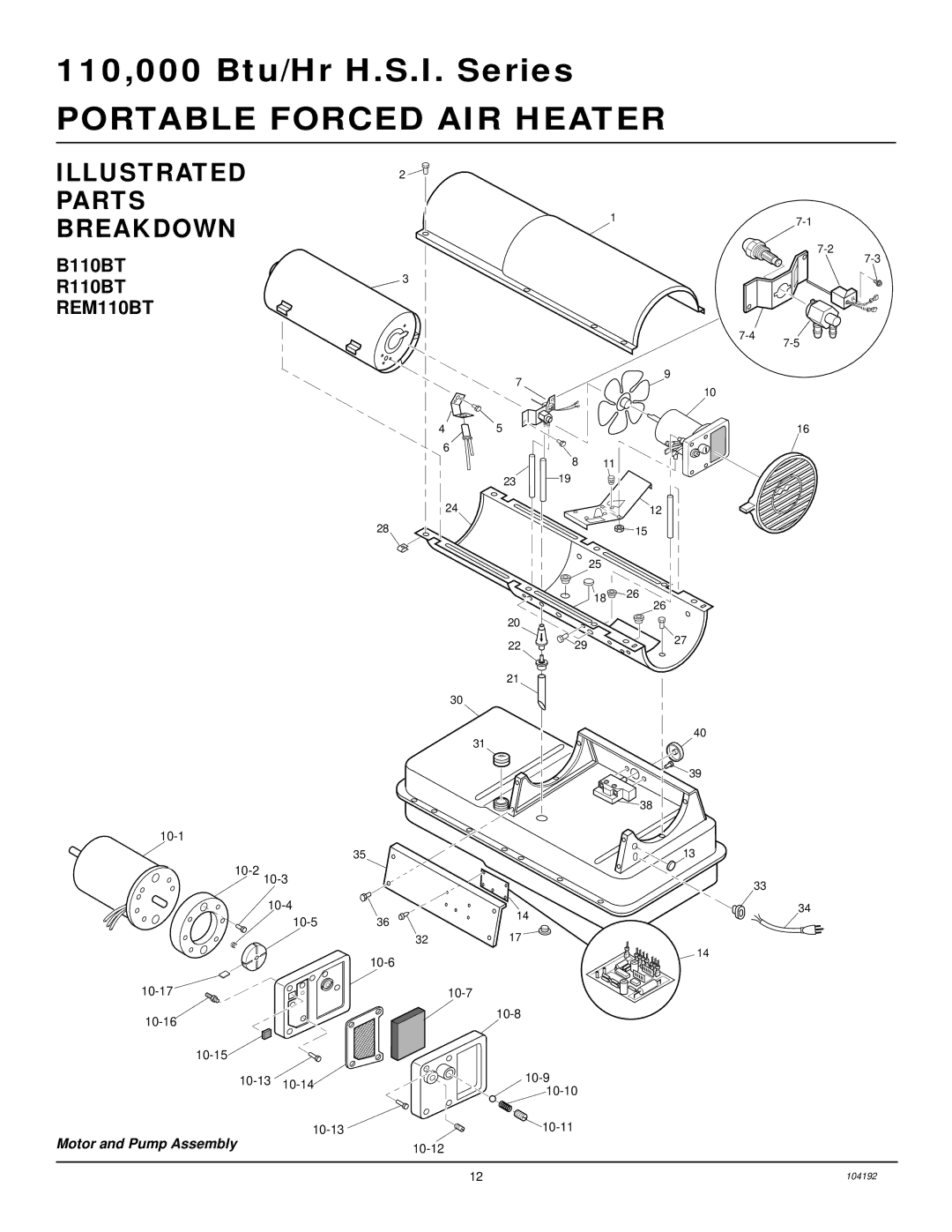 Desa R110BT, B110BT owner manual Illustrated Parts Breakdown, REM110BT 