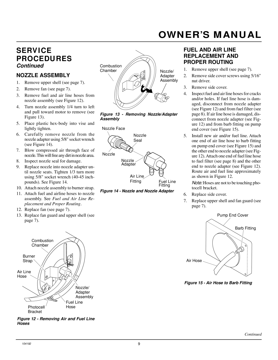 Desa R110BT, REM110BT, B110BT owner manual Nozzle Assembly, Fuel and AIR Line Replacement Proper Routing 