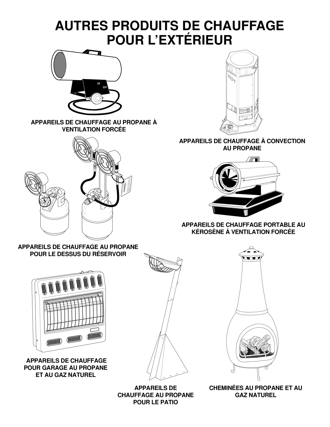 Desa RCCP80V owner manual Autres Produits DE Chauffage Pour L’EXTÉRIEUR 