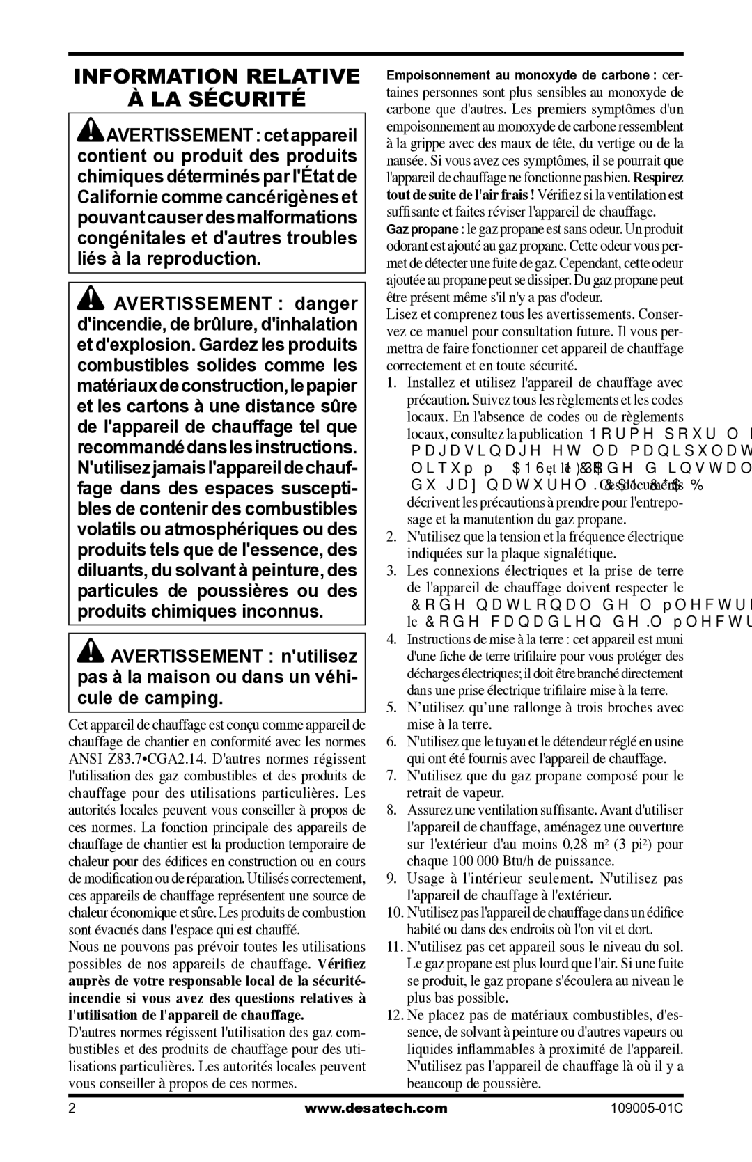 Desa RCLP155AT owner manual Information Relative LA Sécurité 