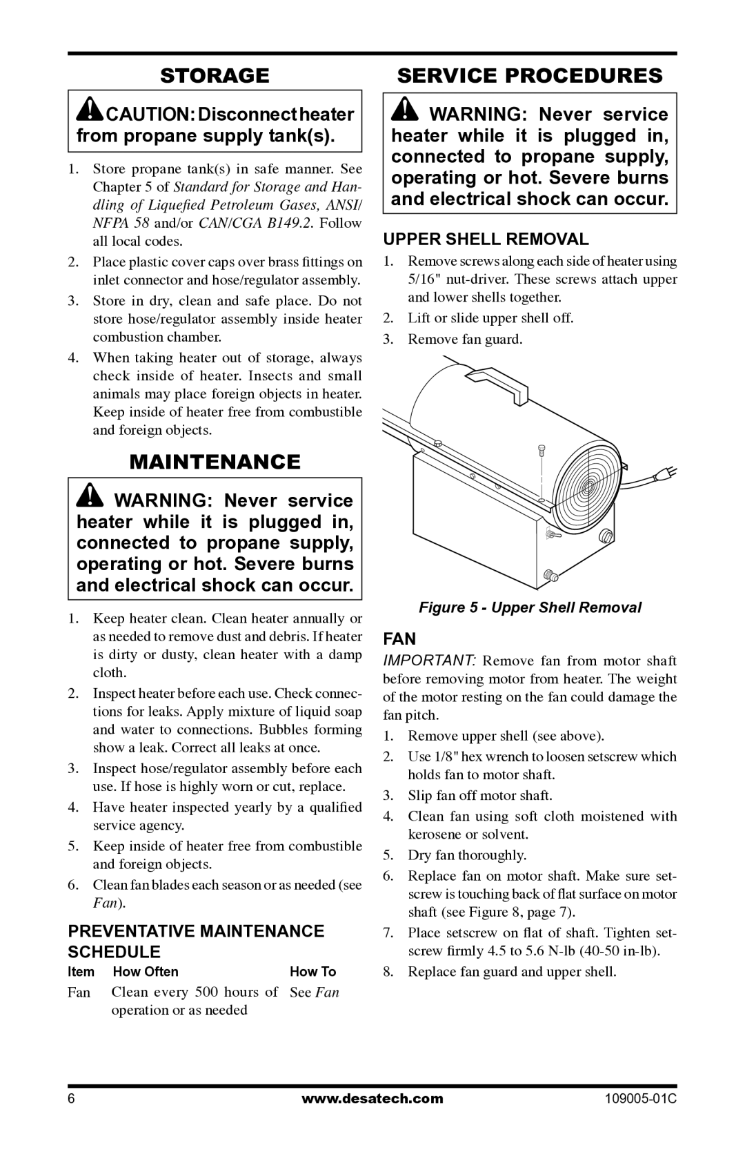 Desa RCLP155AT owner manual Storage, Maintenance, Service Procedures 