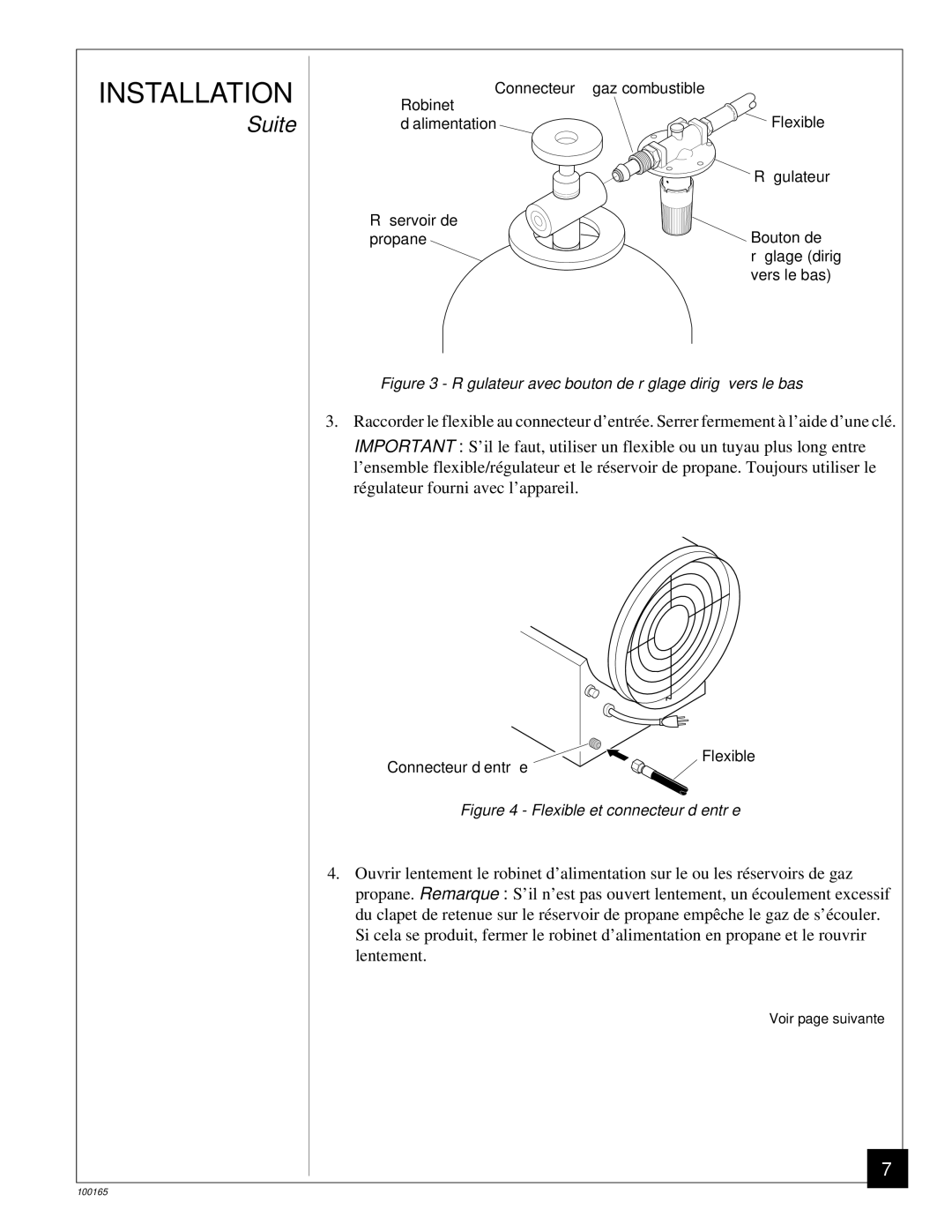 Desa BCLP375, RCLP375 owner manual Régulateur avec bouton de réglage dirigé vers le bas 