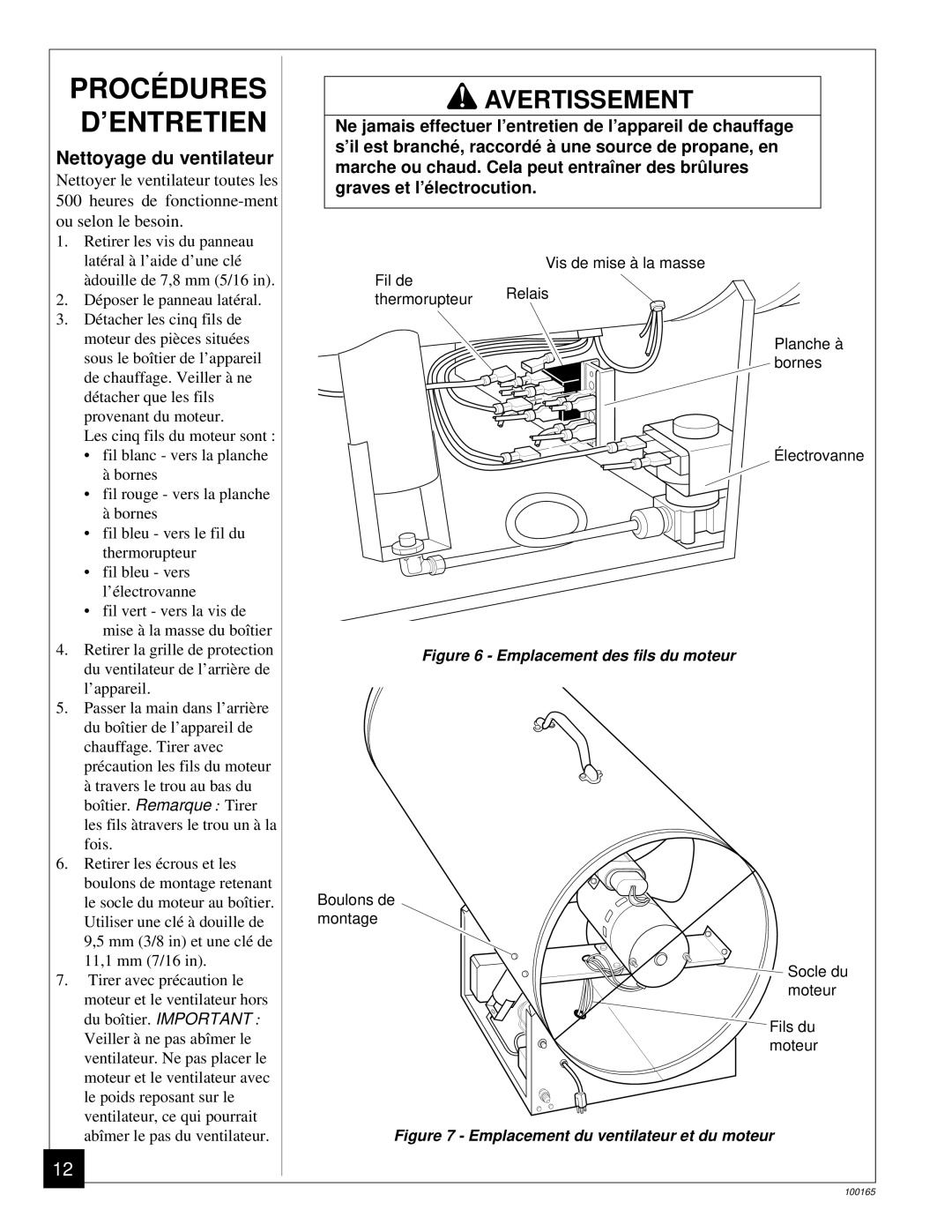 Desa RCLP375, BCLP375 owner manual Procédures ’ENTRETIEN, Nettoyage du ventilateur 