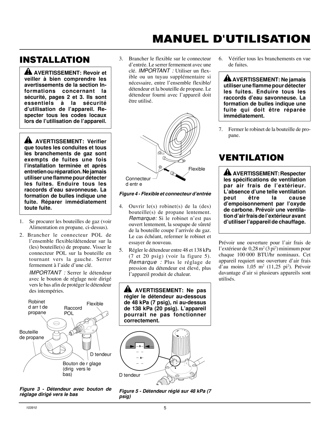 Desa RCLP375B owner manual Vérifier tous les branchements en vue de fuites 