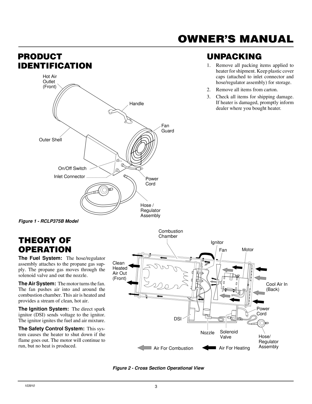 Desa RCLP375B owner manual Product Identification, Theory Operation, Unpacking 