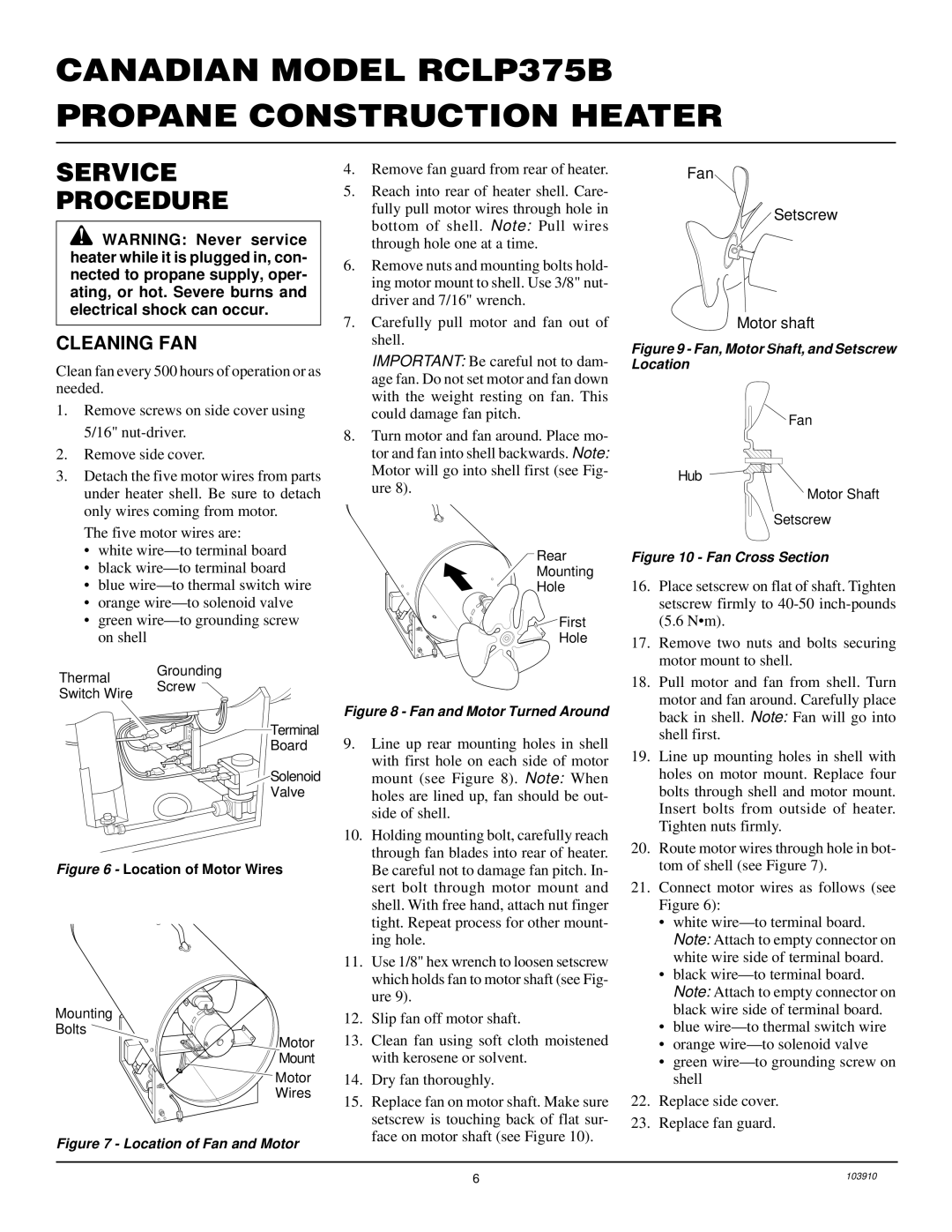 Desa RCLP375B owner manual Service Procedure, Cleaning FAN 