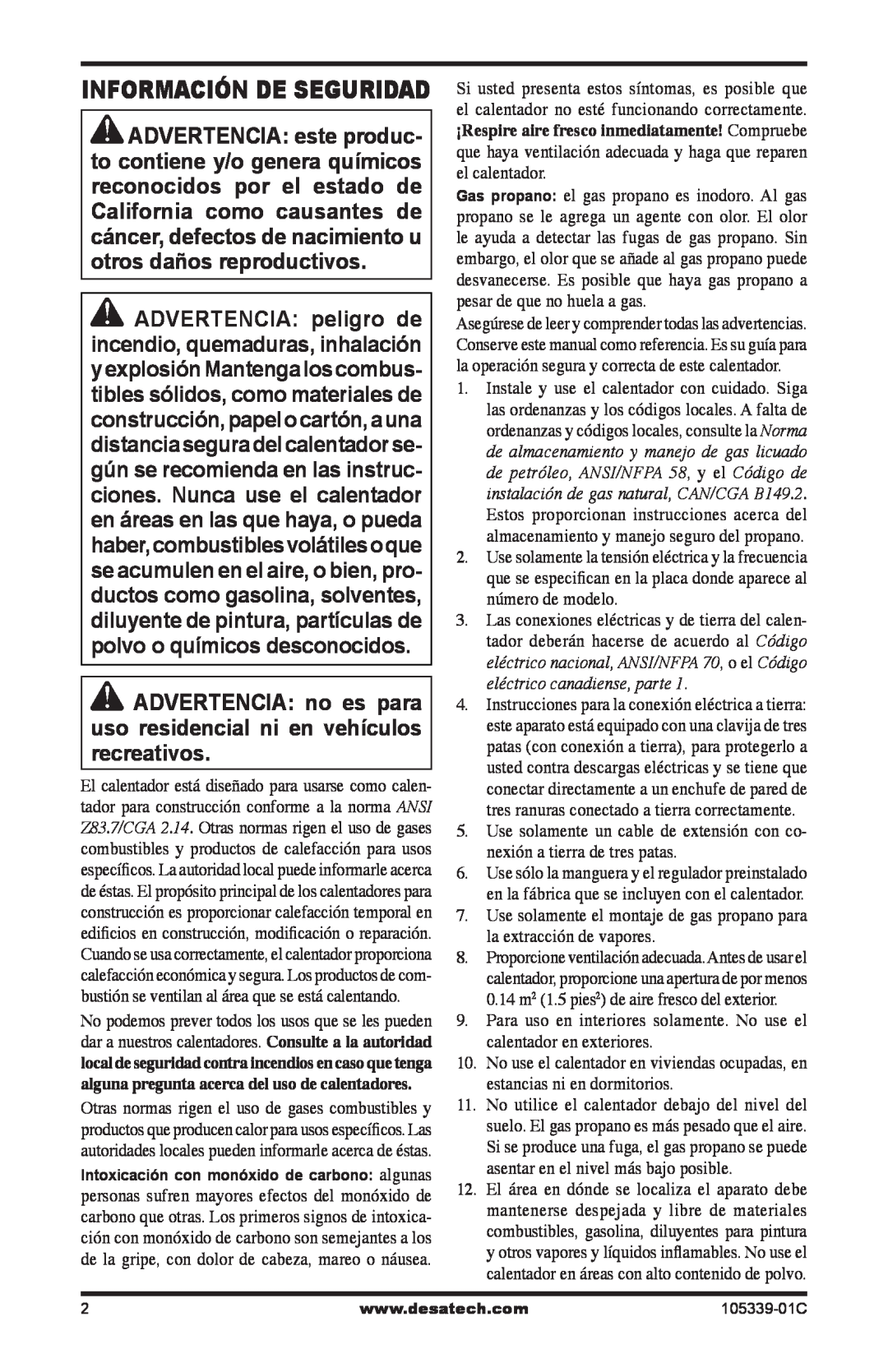 Desa RCLP50-F owner manual Información De Seguridad 