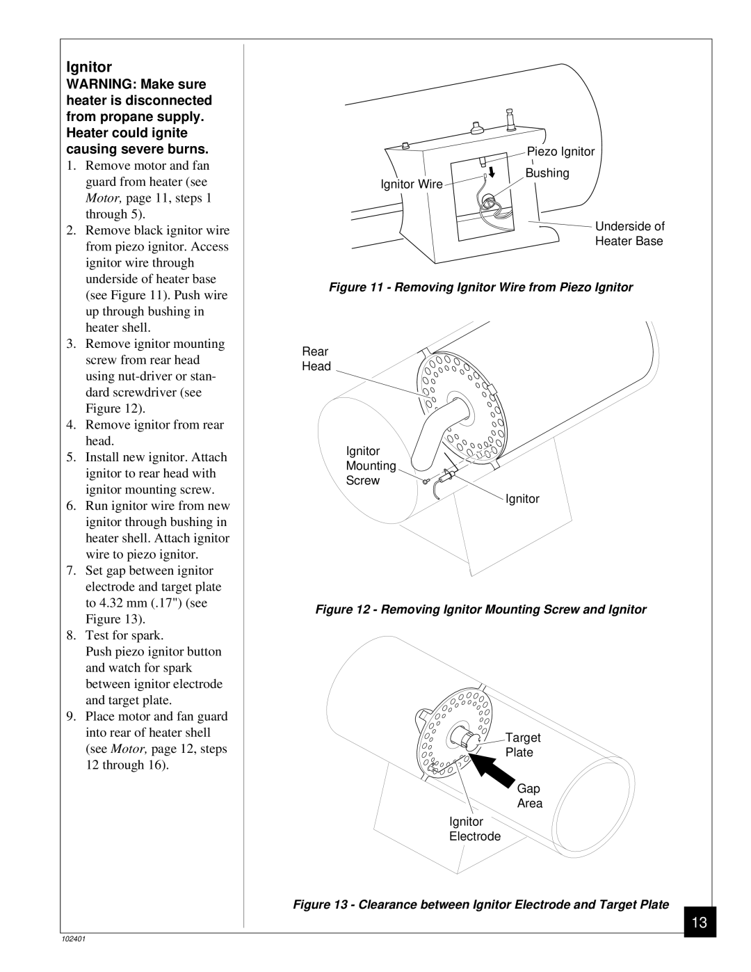 Desa RCLP50A owner manual Removing Ignitor Wire from Piezo Ignitor 