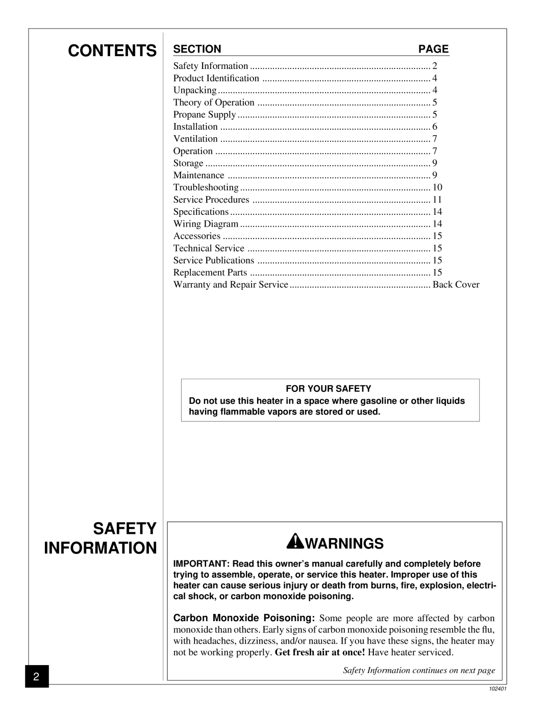 Desa RCLP50A owner manual Contents Safety Information 