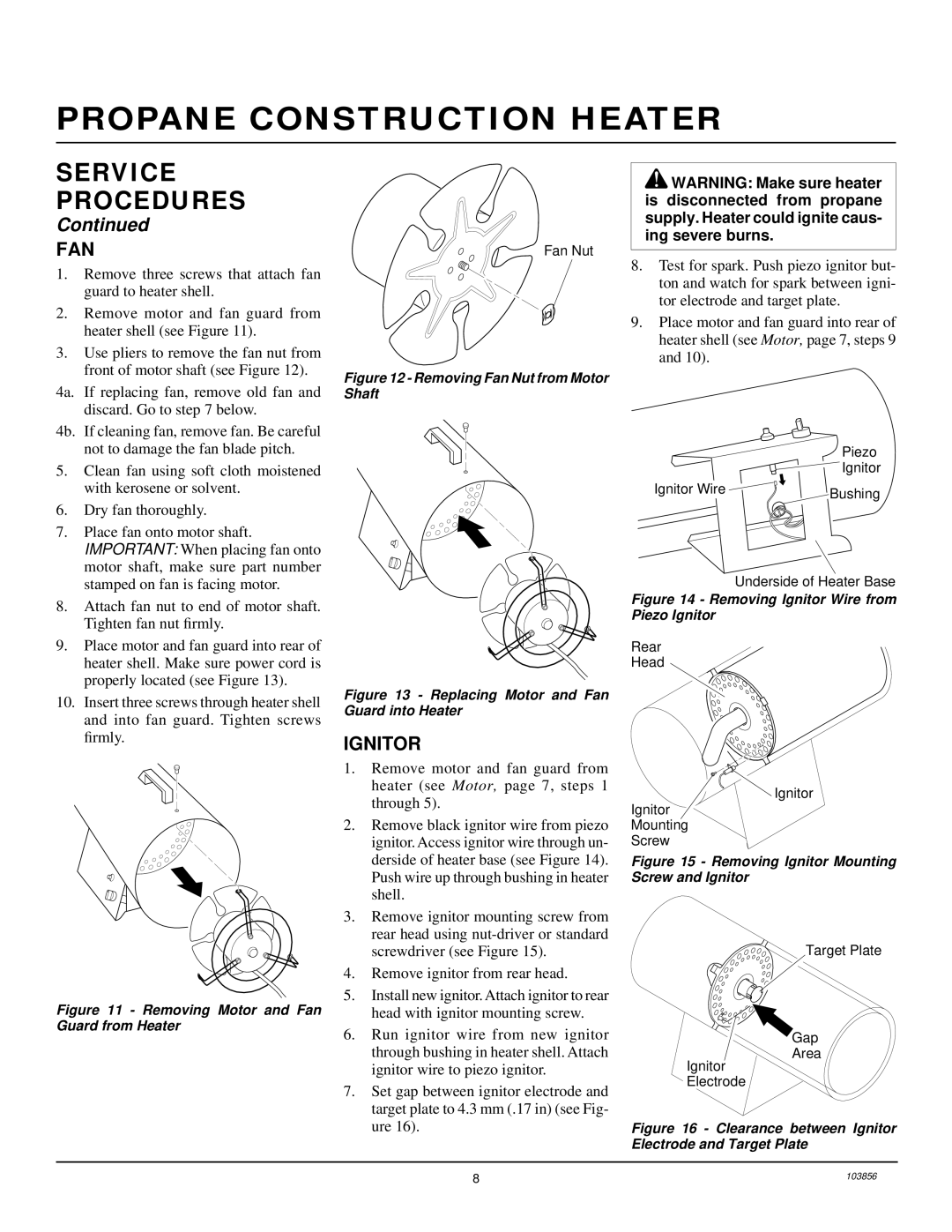 Desa RCLP50V owner manual Fan, Ignitor 