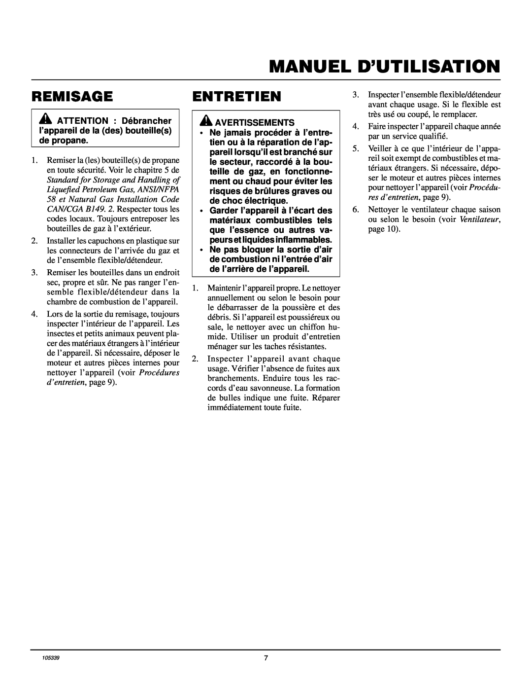 Desa RCLP50VA owner manual Remisage, Entretien, Manuel D’Utilisation 
