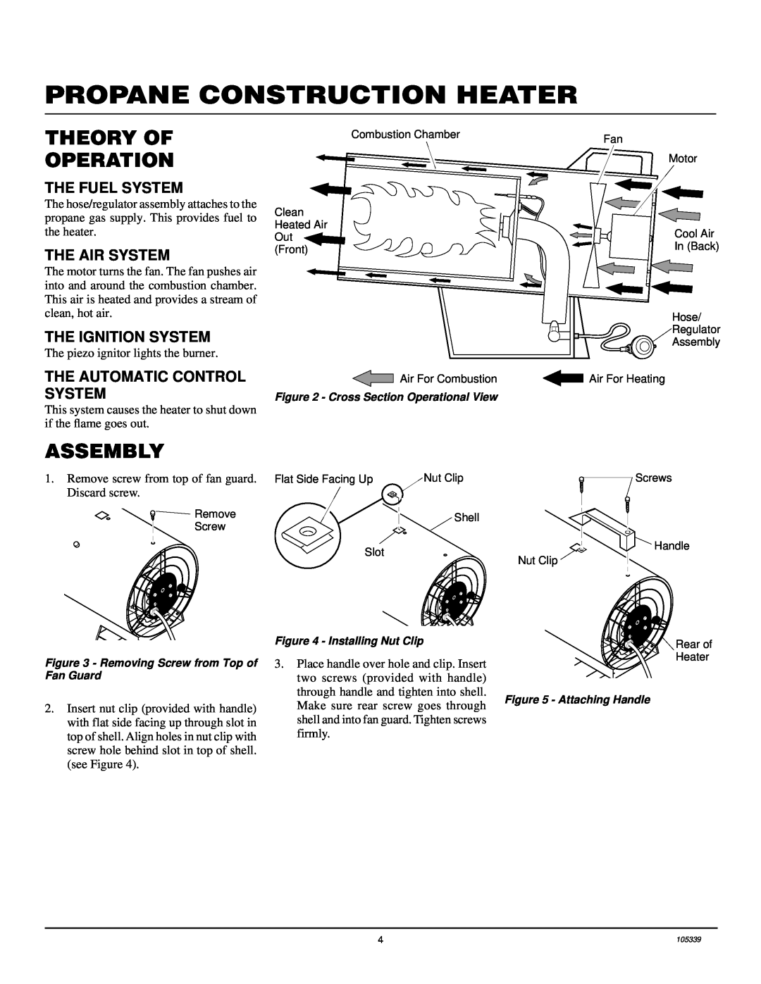 Desa RCLP50VA owner manual Theory Of Operation, Assembly, Propane Construction Heater, The Fuel System, The Air System 