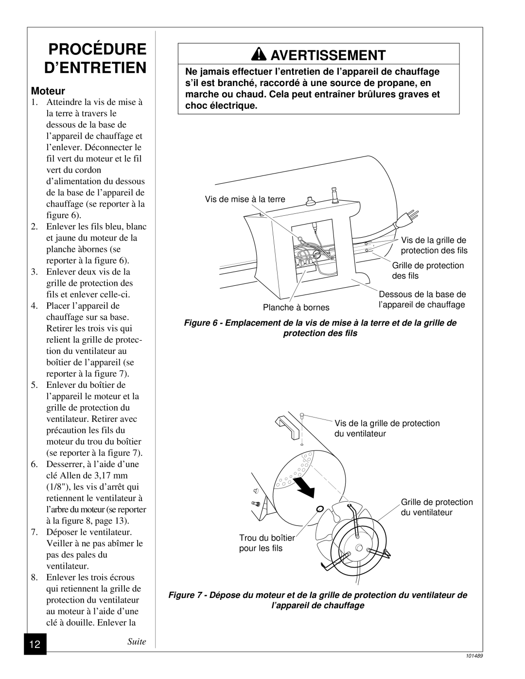 Desa RCP25 owner manual Procé Dure D’ENTRETIEN, Moteur 