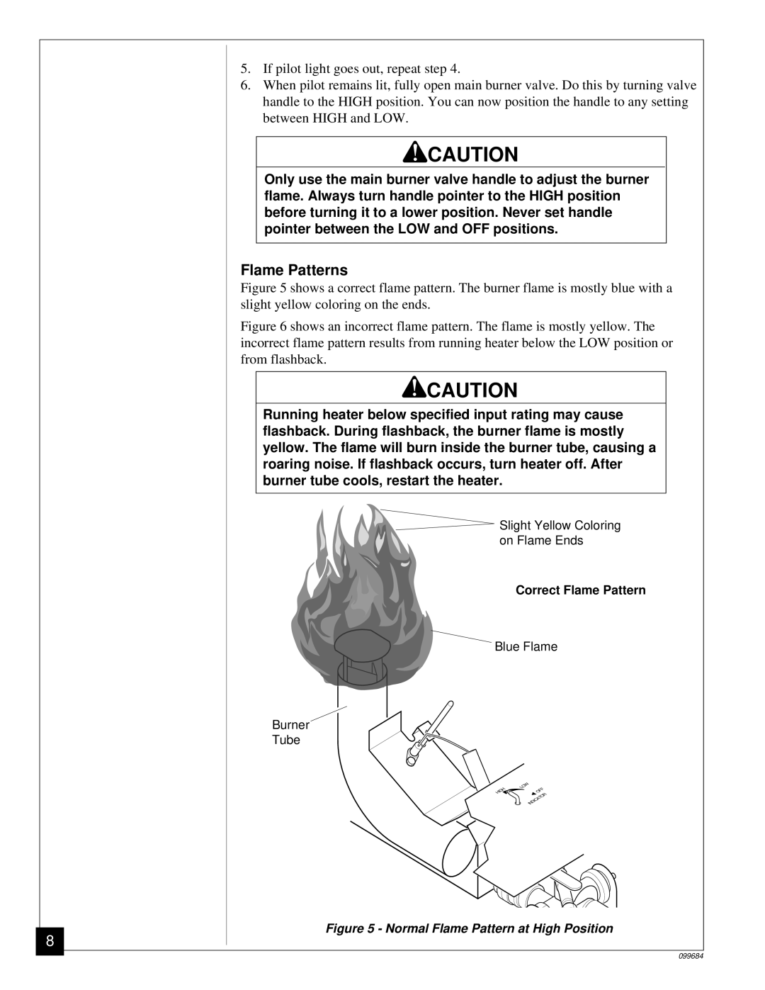 Desa RCP80, TC80 owner manual Flame Patterns, Normal Flame Pattern at High Position 