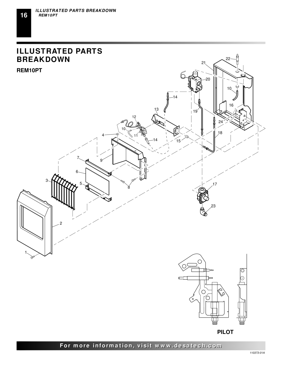 Desa installation manual Illustrated Parts Breakdown, REM10PT Pilot 