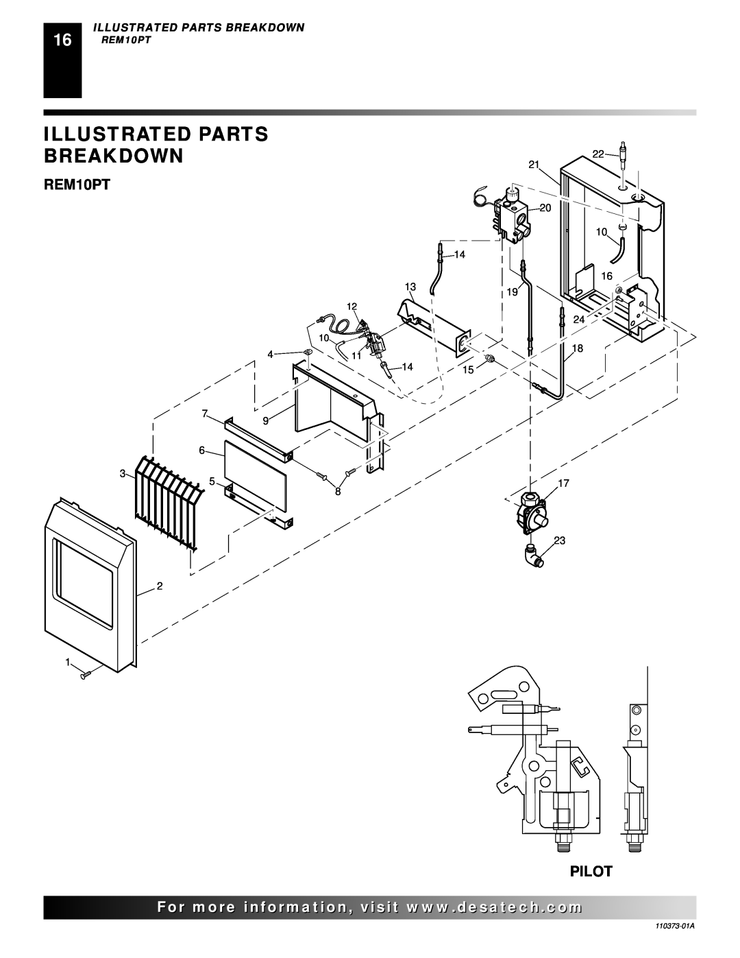 Desa REM10PT installation manual Illustrated Parts Breakdown, Pilot 