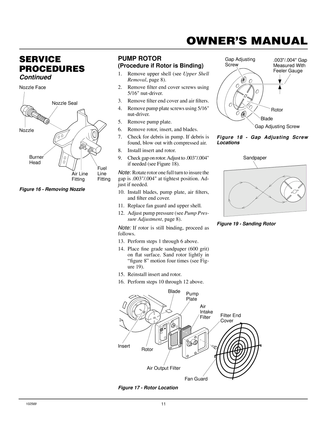 Desa B200, REM200, R200 owner manual Pump Rotor, Procedure if Rotor is Binding 