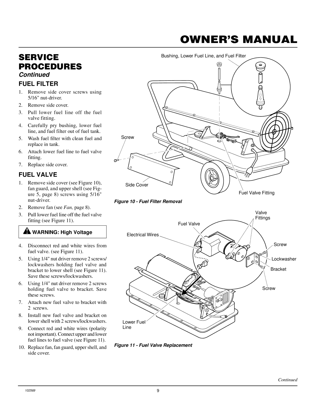 Desa REM200, R200, B200 owner manual Fuel Filter, Fuel Valve 