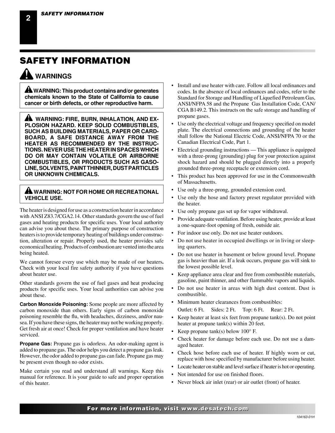 Desa REM30LP owner manual Safety Information 