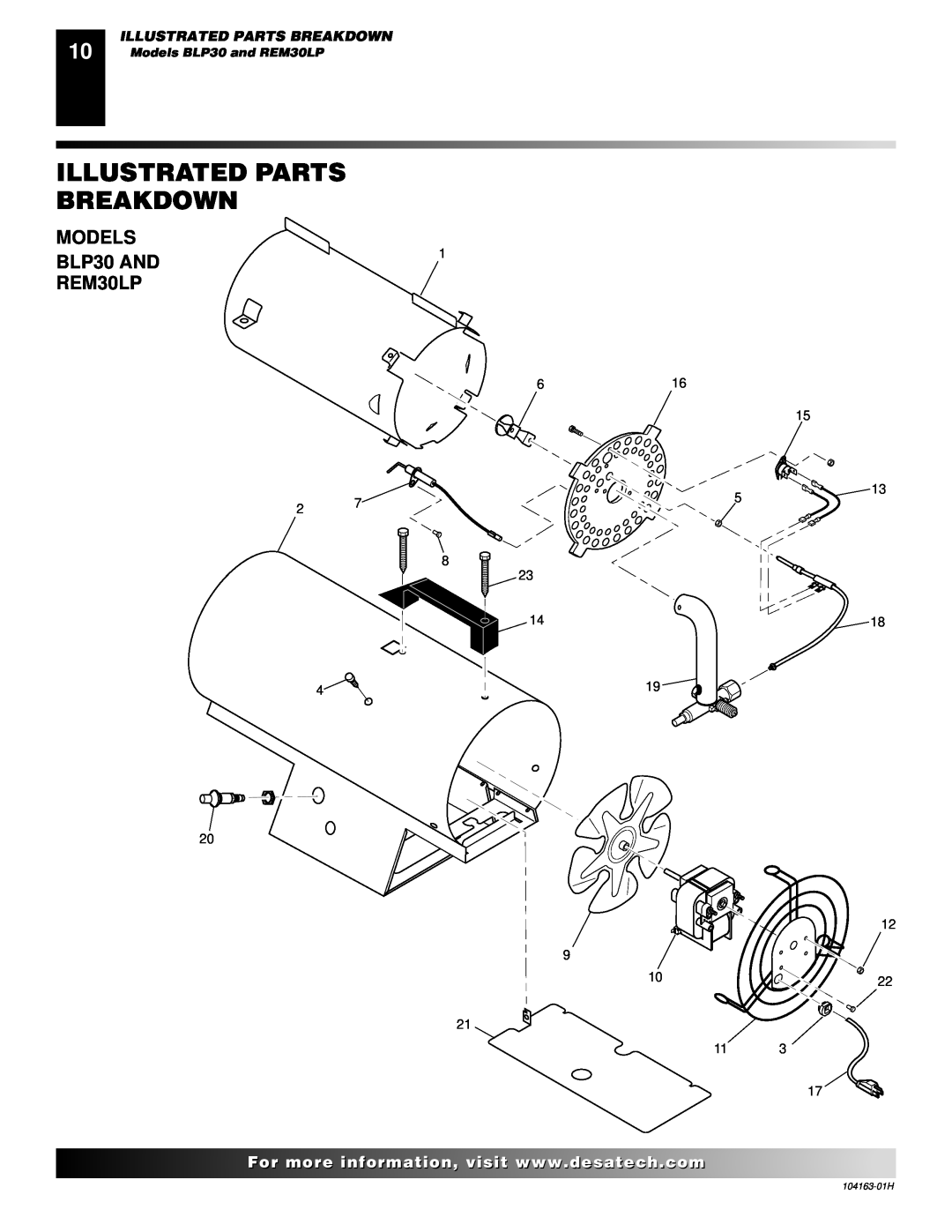 Desa owner manual Illustrated Parts Breakdown, MODELS BLP30 AND REM30LP, Models BLP30 and REM30LP 