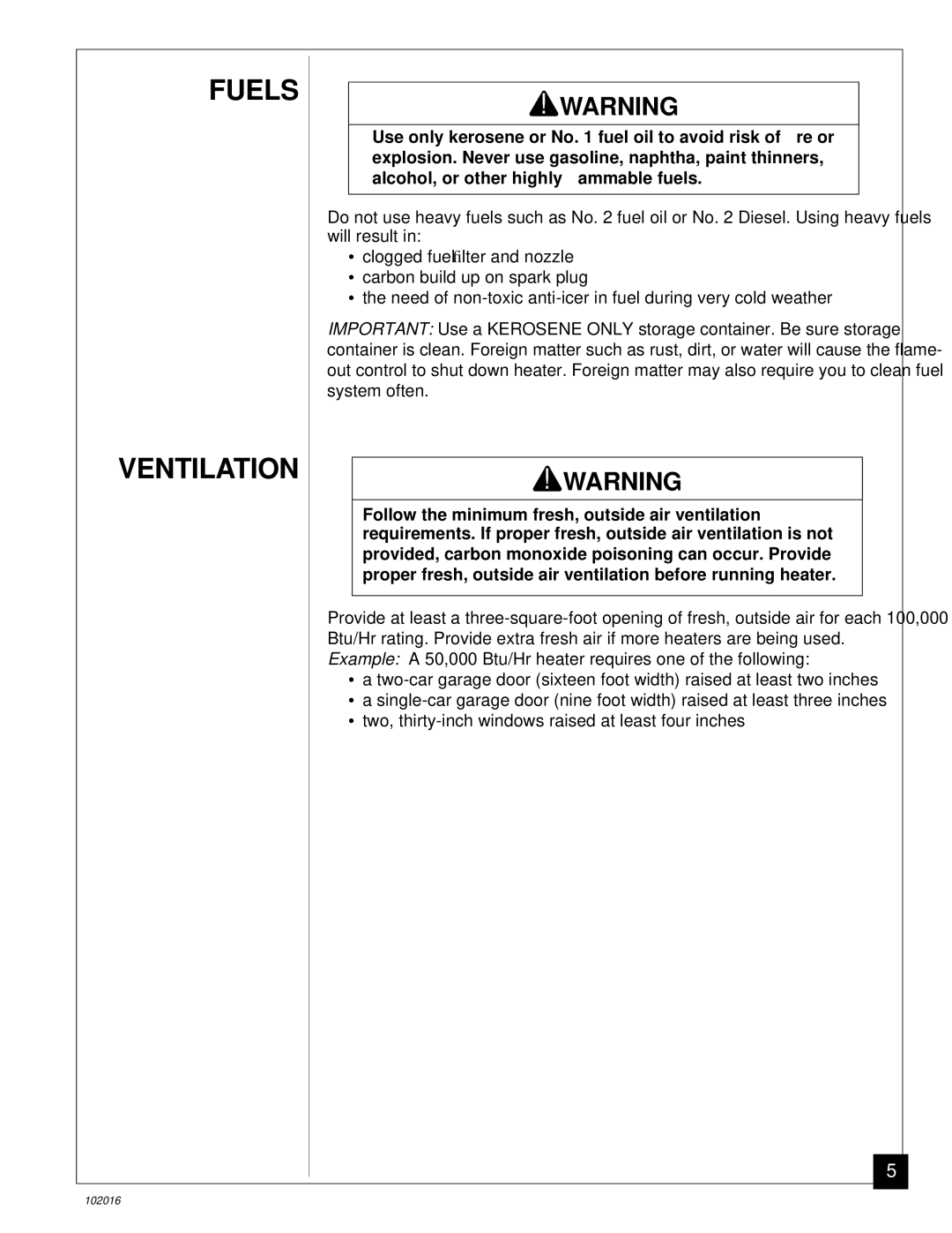 Desa B50G, REM50B owner manual Fuels Ventilation 