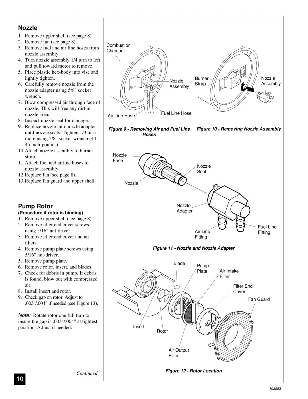 Desa REM50C, B50H owner manual Nozzle, Pump Rotor 