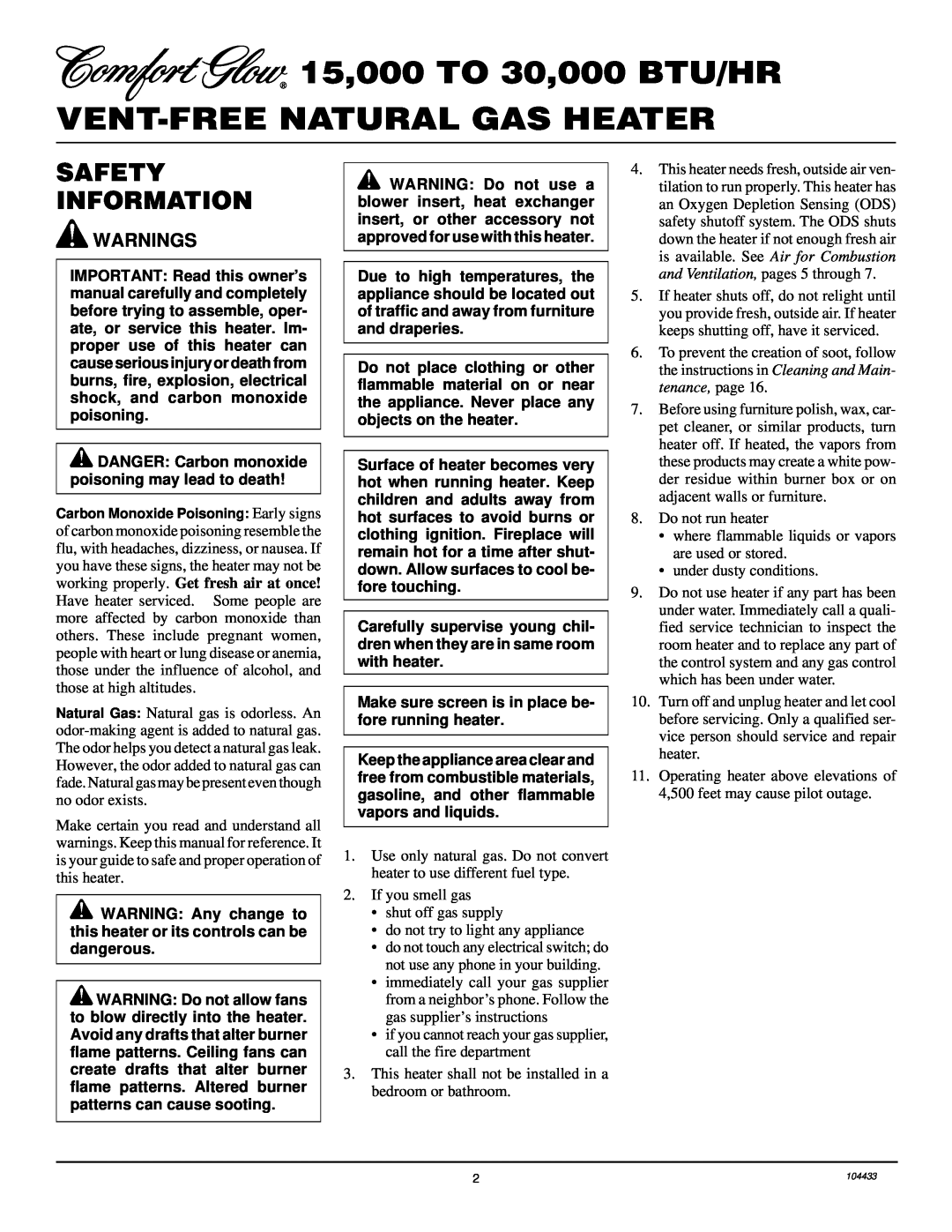 Desa RFN30T installation manual Safety Information, Warnings 
