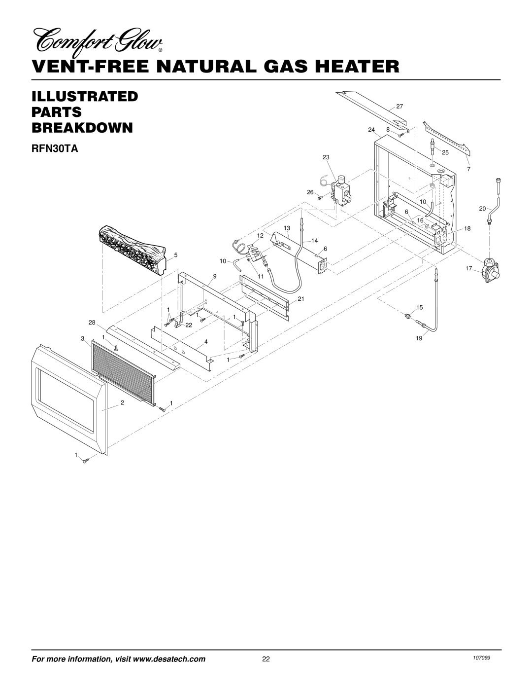 Desa RFN30TA installation manual Illustrated Parts Breakdown 