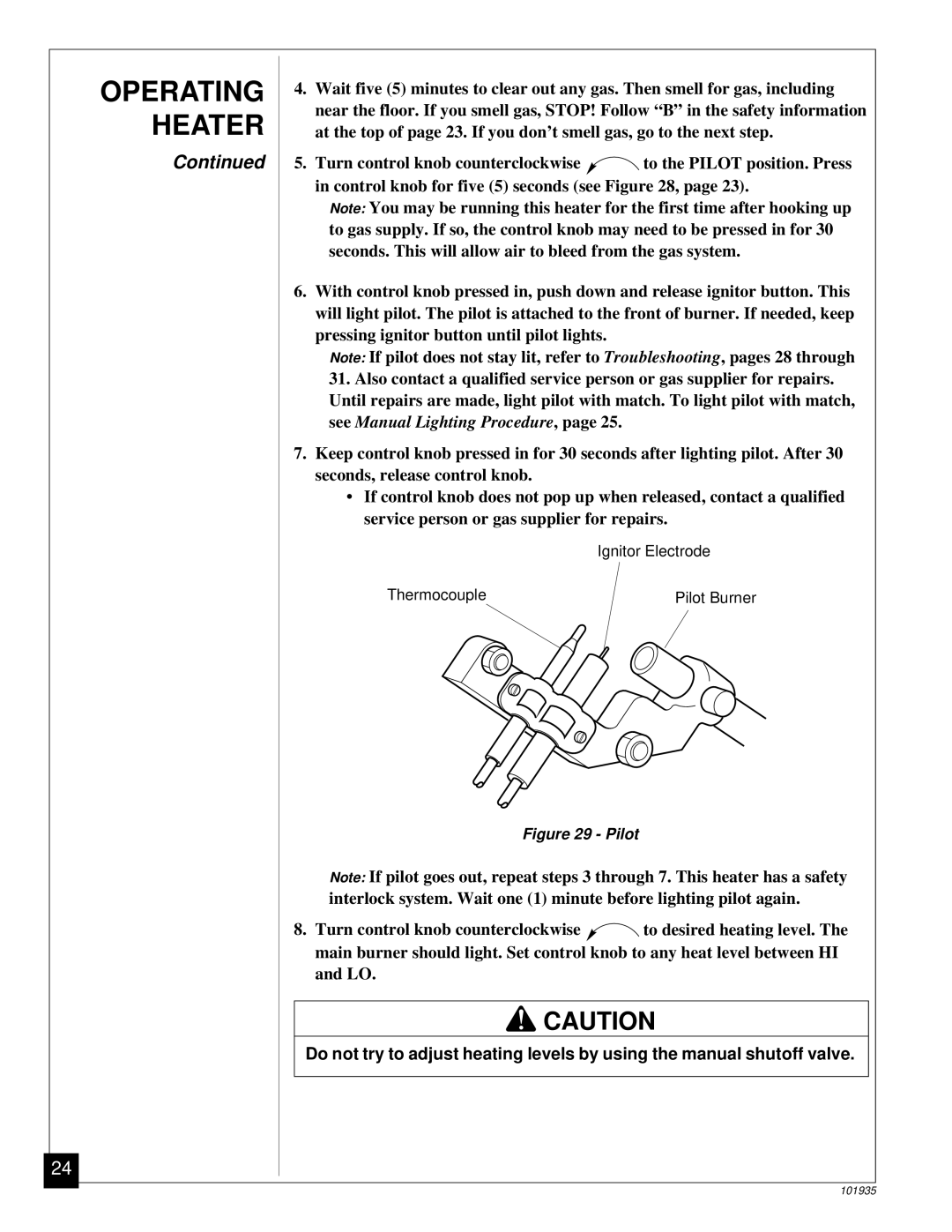 Desa RFP28TB installation manual Pilot 