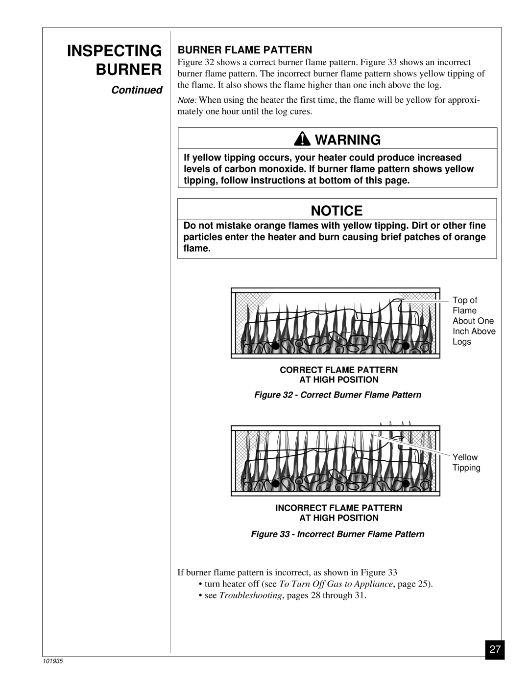 Desa RFP28TB installation manual Correct Burner Flame Pattern 