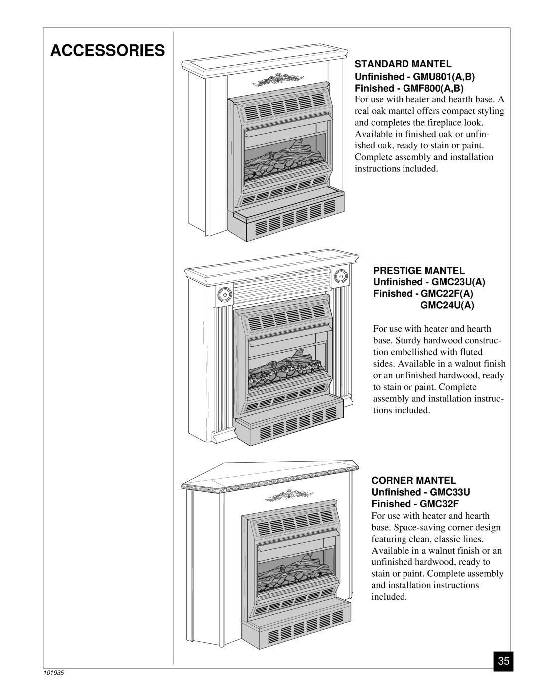 Desa RFP28TB installation manual Unfinished GMU801A,B Finished GMF800A,B, Unfinished GMC23UA Finished GMC22FA 