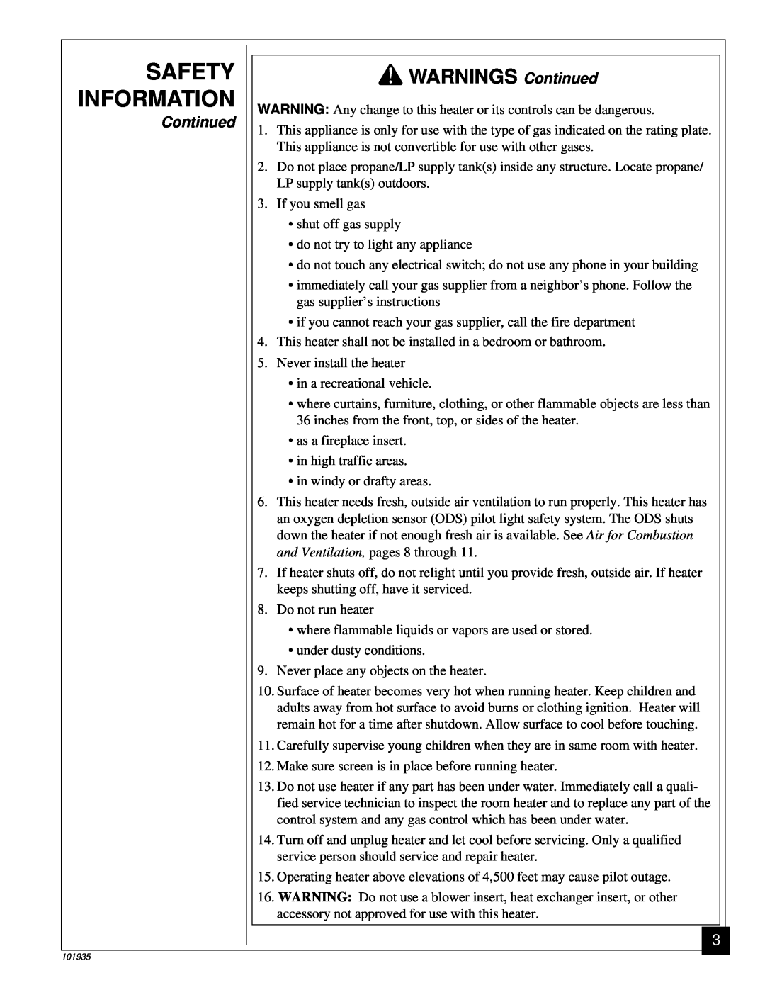 Desa RFP28TB installation manual Continued, Safety, Information 