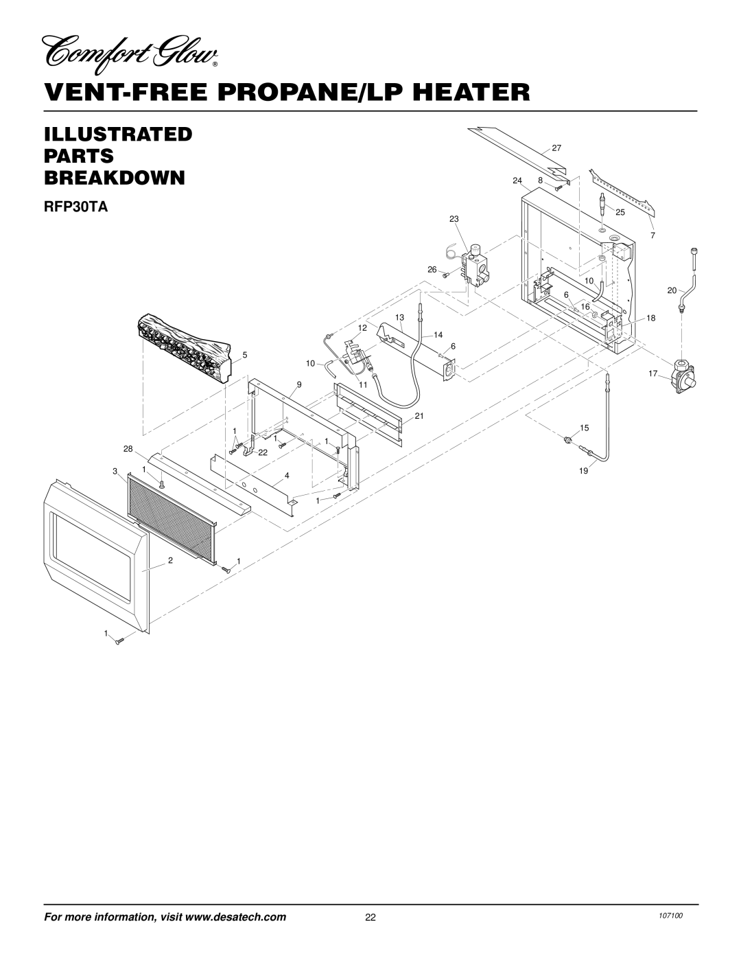 Desa RFP30TA installation manual Illustrated Parts Breakdown 