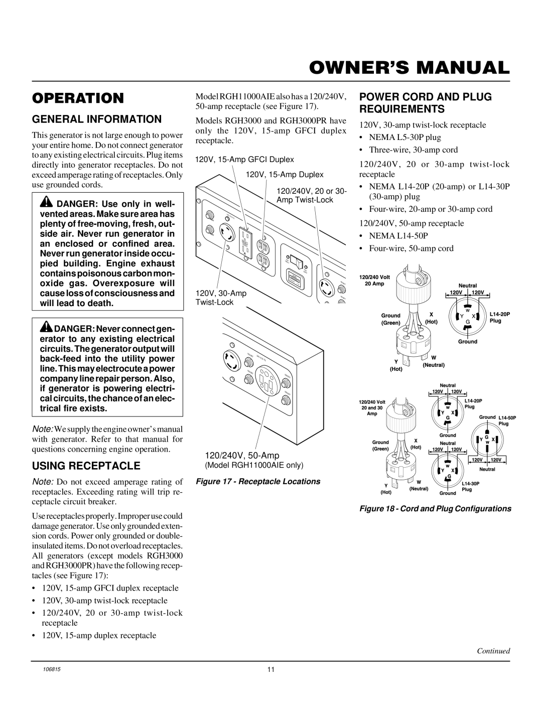 Desa Rgh3000, Rgh3000pr, Rgh5500a, Rgh5500aie, Rgh7500aie, And Rgh11000aie Operation, General Information 